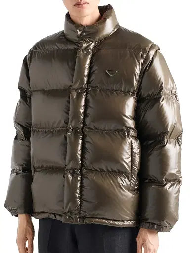 Prada Men's Medium-Weight Re-Nylon Down Jacket - Brown | Thumbnail 3 Prada Men's Medium-Weight Re-Nylon Down Jacket - Brown | Thumbnail 3