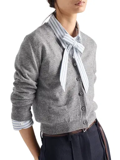 Prada Women's Cashmere Cardigan - Grey | Thumbnail 3 Prada Women's Cashmere Cardigan - Grey | Thumbnail 3