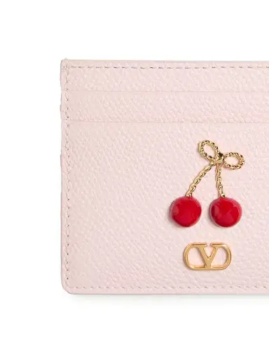 Valentino Garavani Women's Cherryfic Card Holder in Grainy Calfskin | Thumbnail 4 Valentino Garavani Women's Cherryfic Card Holder in Grainy Calfskin | Thumbnail 4