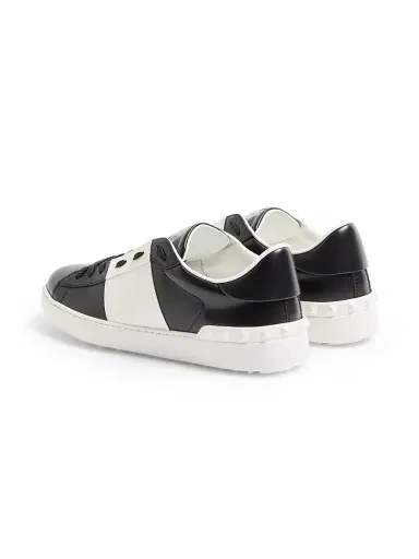 Valentino Garavani Men's Calfskin Open Sneakers - Black White | Thumbnail 3 Valentino Garavani Men's Calfskin Open Sneakers - Black White | Thumbnail 3