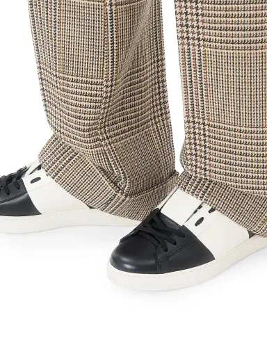 Valentino Garavani Men's Calfskin Open Sneakers - Black White | Thumbnail 8 Valentino Garavani Men's Calfskin Open Sneakers - Black White | Thumbnail 8
