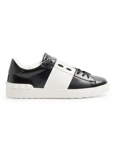 Valentino Garavani Men's Calfskin Open Sneakers - Black White | Thumbnail 1 Valentino Garavani Men's Calfskin Open Sneakers - Black White | Thumbnail 1