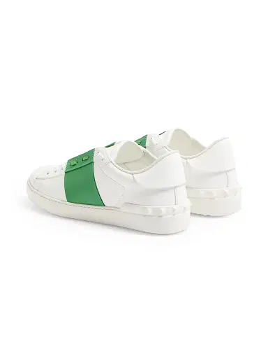 Valentino Garavani Men's Calfskin Open Sneakers - White Green | Thumbnail 3 Valentino Garavani Men's Calfskin Open Sneakers - White Green | Thumbnail 3