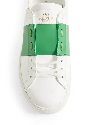 Valentino Garavani Men's Calfskin Open Sneakers - White Green | Thumbnail 5 Valentino Garavani Men's Calfskin Open Sneakers - White Green | Thumbnail 5