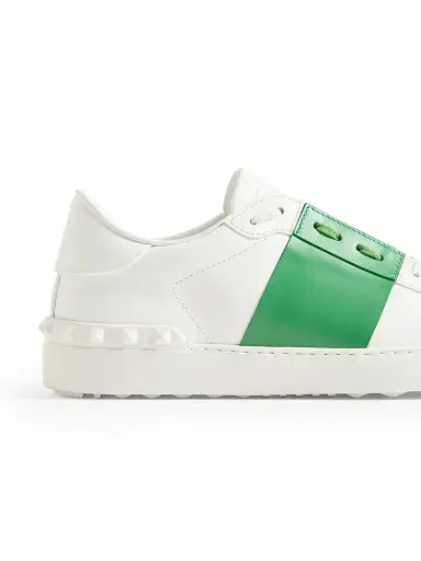 Valentino Garavani Men's Calfskin Open Sneakers - White Green | Thumbnail 6 Valentino Garavani Men's Calfskin Open Sneakers - White Green | Thumbnail 6