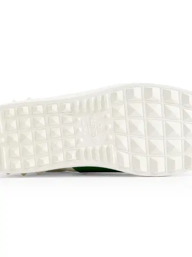 Valentino Garavani Men's Calfskin Open Sneakers - White Green | Thumbnail 7 Valentino Garavani Men's Calfskin Open Sneakers - White Green | Thumbnail 7