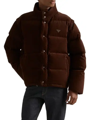 Prada Men's Medium-Weight Corduroy Down Jacket - Brown | Thumbnail 2 Prada Men's Medium-Weight Corduroy Down Jacket - Brown | Thumbnail 2