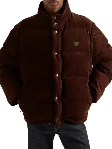 Prada Men's Medium-Weight Corduroy Down Jacket - Brown | Thumbnail 3 Prada Men's Medium-Weight Corduroy Down Jacket - Brown | Thumbnail 3