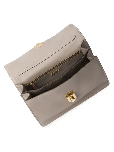 Prada Women's Soft Sound Leather Shoulder Bag - Grey | Thumbnail 4 Prada Women's Soft Sound Leather Shoulder Bag - Grey | Thumbnail 4