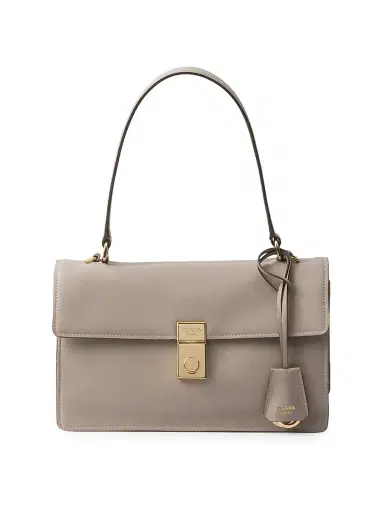 Prada Women's Soft Sound Leather Shoulder Bag - Grey | Thumbnail 1 Prada Women's Soft Sound Leather Shoulder Bag - Grey | Thumbnail 1