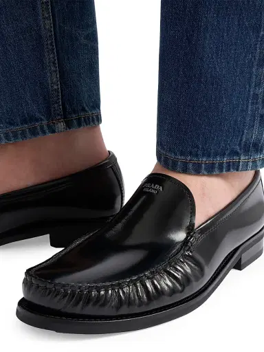 Prada Men's Brushed Leather Loafers - Black - Size 12.5 | Thumbnail 6 Prada Men's Brushed Leather Loafers - Black - Size 12.5 | Thumbnail 6