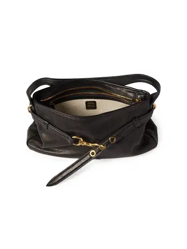 Miu Miu Women's Aventure Nappa Leather Shoulder Bag - Black | Thumbnail 4 Miu Miu Women's Aventure Nappa Leather Shoulder Bag - Black | Thumbnail 4