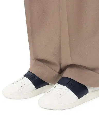 Valentino Garavani Men's Open Royco Sneakers in Nappa Calfskin - White Blue | Thumbnail 8 Valentino Garavani Men's Open Royco Sneakers in Nappa Calfskin - White Blue | Thumbnail 8