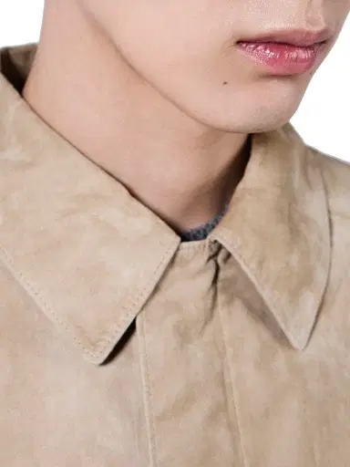 Prada Men's Suede and Cotton Bomber Jacket - Beige Khaki | Thumbnail 6 Prada Men's Suede and Cotton Bomber Jacket - Beige Khaki | Thumbnail 6