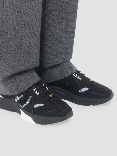 Valentino Garavani Men's Demivee Sneakers in Mesh Fabric with Suede Inserts - Black - Size 7.5 | Thumbnail 8 Valentino Garavani Men's Demivee Sneakers in Mesh Fabric with Suede Inserts - Black - Size 7.5 | Thumbnail 8