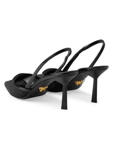 Prada Women's Mesh 75MM Fabric Slingback Pumps - Black | Thumbnail 2 Prada Women's Mesh 75MM Fabric Slingback Pumps - Black | Thumbnail 2