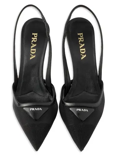 Prada Women's Mesh 75MM Fabric Slingback Pumps - Black | Thumbnail 3 Prada Women's Mesh 75MM Fabric Slingback Pumps - Black | Thumbnail 3