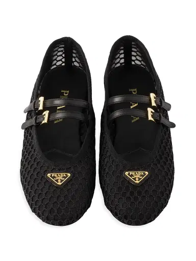 Prada Women's Mesh Fabric Ballerinas - Black | Thumbnail 2 Prada Women's Mesh Fabric Ballerinas - Black | Thumbnail 2