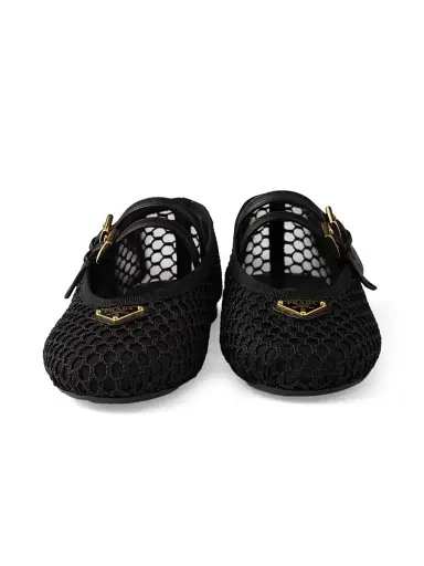 Prada Women's Mesh Fabric Ballerinas - Black | Thumbnail 4 Prada Women's Mesh Fabric Ballerinas - Black | Thumbnail 4