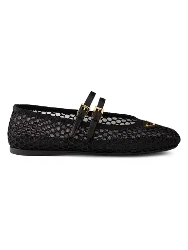 Prada Women's Mesh Fabric Ballerinas - Black | Thumbnail 1 Prada Women's Mesh Fabric Ballerinas - Black | Thumbnail 1
