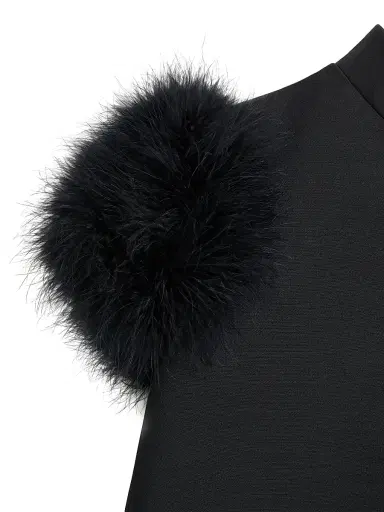 Valentino Garavani Women's Short Crepe Couture Dress with Feathers | Thumbnail 6 Valentino Garavani Women's Short Crepe Couture Dress with Feathers | Thumbnail 6