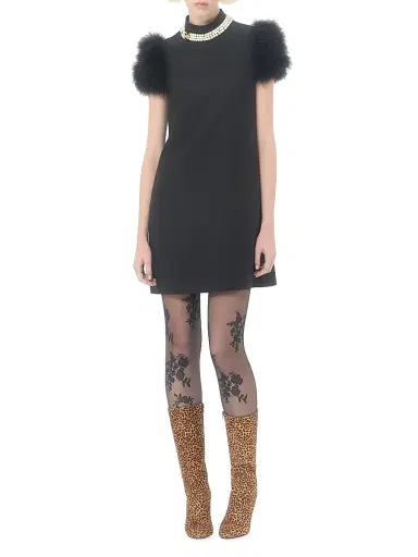 Valentino Garavani Women's Short Crepe Couture Dress with Feathers | Thumbnail 7 Valentino Garavani Women's Short Crepe Couture Dress with Feathers | Thumbnail 7
