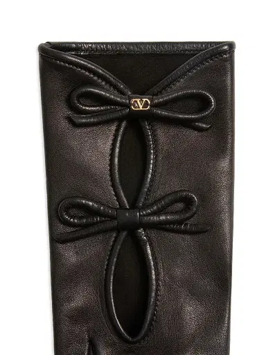 Valentino Garavani Women's Vlogo Signature Nappa Leather Gloves with Bows - Black - Size 7 | Thumbnail 4 Valentino Garavani Women's Vlogo Signature Nappa Leather Gloves with Bows - Black - Size 7 | Thumbnail 4