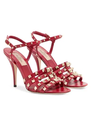 Valentino Garavani Women's Rockstud 100MM Kidskin Sandals - Red - Size 11 | Thumbnail 2 Valentino Garavani Women's Rockstud 100MM Kidskin Sandals - Red - Size 11 | Thumbnail 2