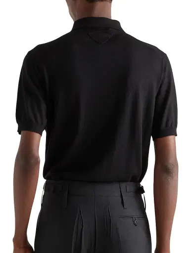 Prada Men's Cashmere and Silk Polo Shirt - Black - Size 38 | Thumbnail 5 Prada Men's Cashmere and Silk Polo Shirt - Black - Size 38 | Thumbnail 5