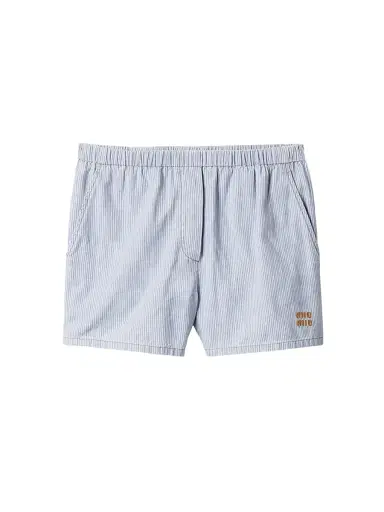 Miu Miu Women's Striped Chambray Bermudas - Blue Multi - Size 6 | Thumbnail 1 Miu Miu Women's Striped Chambray Bermudas - Blue Multi - Size 6 | Thumbnail 1