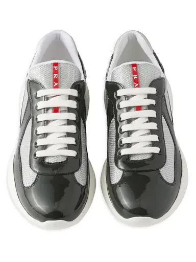 Prada Men's Patent Leather and Technical Fabric America's Cup Sneakers - Dark Grey | Thumbnail 2 Prada Men's Patent Leather and Technical Fabric America's Cup Sneakers - Dark Grey | Thumbnail 2