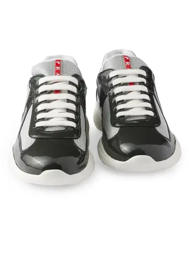 Prada Men's Patent Leather and Technical Fabric America's Cup Sneakers - Dark Grey | Thumbnail 4 Prada Men's Patent Leather and Technical Fabric America's Cup Sneakers - Dark Grey | Thumbnail 4
