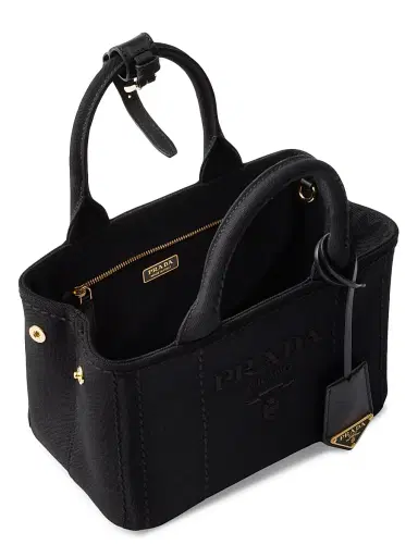 Prada Women's Jardiniere Mini Cotton Canvas Top Handle Bag - Black | Thumbnail 4 Prada Women's Jardiniere Mini Cotton Canvas Top Handle Bag - Black | Thumbnail 4
