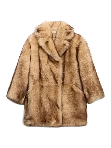 Prada Women's Shearling Caban Coat - Beige | Thumbnail 1 Prada Women's Shearling Caban Coat - Beige | Thumbnail 1