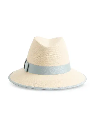 Valentino Women's VLogo Signature Straw Hat with Moiré Ribbon | Thumbnail 3 Valentino Women's VLogo Signature Straw Hat with Moiré Ribbon | Thumbnail 3