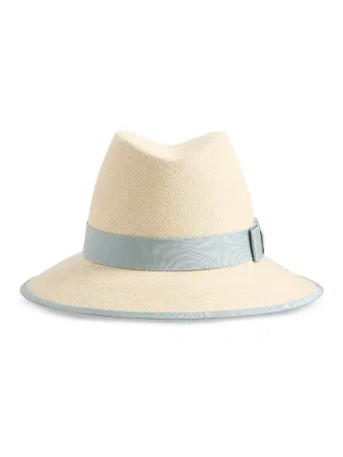 Valentino Women's VLogo Signature Straw Hat with Moiré Ribbon | Thumbnail 1 Valentino Women's VLogo Signature Straw Hat with Moiré Ribbon | Thumbnail 1