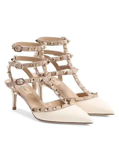 Valentino Garavani Women's Rockstud Caged 65MM Pumps - Poudre | Thumbnail 2 Valentino Garavani Women's Rockstud Caged 65MM Pumps - Poudre | Thumbnail 2