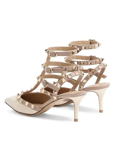 Valentino Garavani Women's Rockstud Caged 65MM Pumps - Poudre | Thumbnail 3 Valentino Garavani Women's Rockstud Caged 65MM Pumps - Poudre | Thumbnail 3