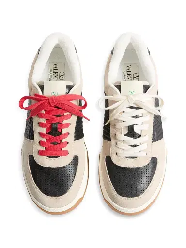 Valentino Garavani Men's Sparry Sneakers in Split Leather and Nappa - Black Beige - Size 5 | Thumbnail 4 Valentino Garavani Men's Sparry Sneakers in Split Leather and Nappa - Black Beige - Size 5 | Thumbnail 4