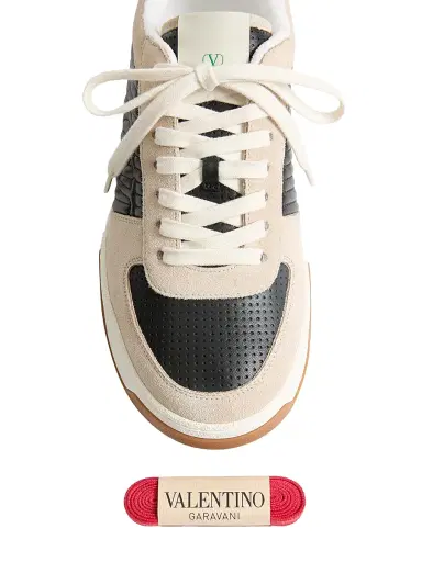 Valentino Garavani Men's Sparry Sneakers in Split Leather and Nappa - Black Beige - Size 5 | Thumbnail 5 Valentino Garavani Men's Sparry Sneakers in Split Leather and Nappa - Black Beige - Size 5 | Thumbnail 5