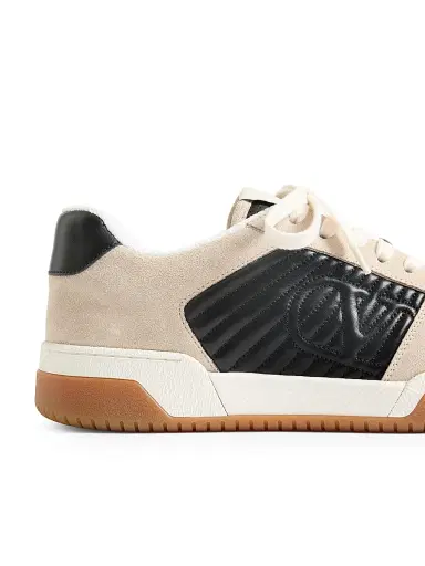 Valentino Garavani Men's Sparry Sneakers in Split Leather and Nappa - Black Beige - Size 5 | Thumbnail 6 Valentino Garavani Men's Sparry Sneakers in Split Leather and Nappa - Black Beige - Size 5 | Thumbnail 6