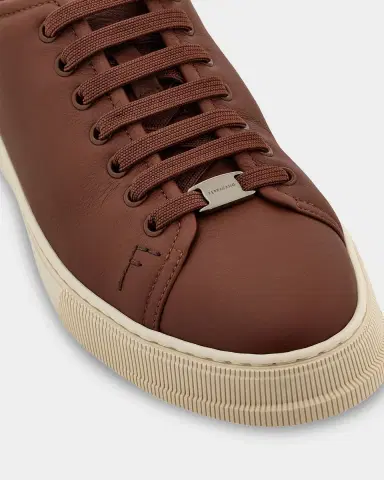 Ferragamo Men's Bruce Deerskin Leather Low-Top Sneakers | Thumbnail 3 Ferragamo Men's Bruce Deerskin Leather Low-Top Sneakers | Thumbnail 3