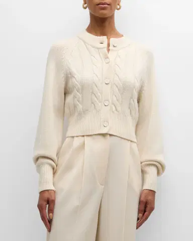 Toccin Rita Cropped Wool and Cashmere Cable-Knit Cardigan | Thumbnail 2 Toccin Rita Cropped Wool and Cashmere Cable-Knit Cardigan | Thumbnail 2