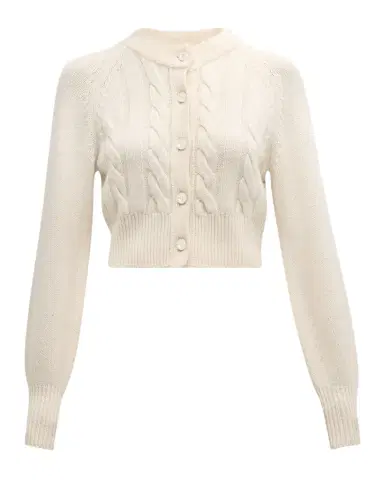 Toccin Rita Cropped Wool and Cashmere Cable-Knit Cardigan | Thumbnail 1 Toccin Rita Cropped Wool and Cashmere Cable-Knit Cardigan | Thumbnail 1