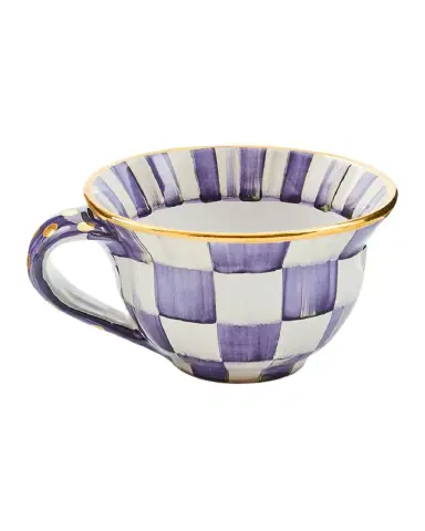 MacKenzie-Childs Violet Check Ceramic Teacup | Thumbnail 1 MacKenzie-Childs Violet Check Ceramic Teacup | Thumbnail 1