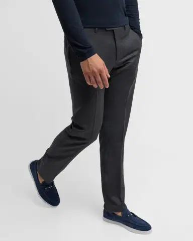 Giorgio Armani Men's Solid Wool Flat-Front Trousers | Thumbnail 6 Giorgio Armani Men's Solid Wool Flat-Front Trousers | Thumbnail 6