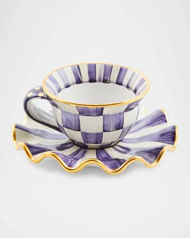 MacKenzie-Childs Violet Check Ceramic Saucer | Thumbnail 3 MacKenzie-Childs Violet Check Ceramic Saucer | Thumbnail 3