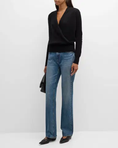 Neiman Marcus Cashmere Collection Cashmere Faux Wrap Sweater | Thumbnail 2 Neiman Marcus Cashmere Collection Cashmere Faux Wrap Sweater | Thumbnail 2