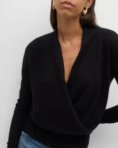 Neiman Marcus Cashmere Collection Cashmere Faux Wrap Sweater | Thumbnail 7 Neiman Marcus Cashmere Collection Cashmere Faux Wrap Sweater | Thumbnail 7