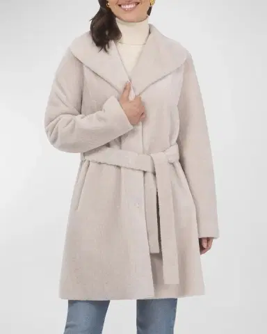 Gorski Textured Lamb Shearling Reversible Stroller Coat With Belt | Thumbnail 4 Gorski Textured Lamb Shearling Reversible Stroller Coat With Belt | Thumbnail 4